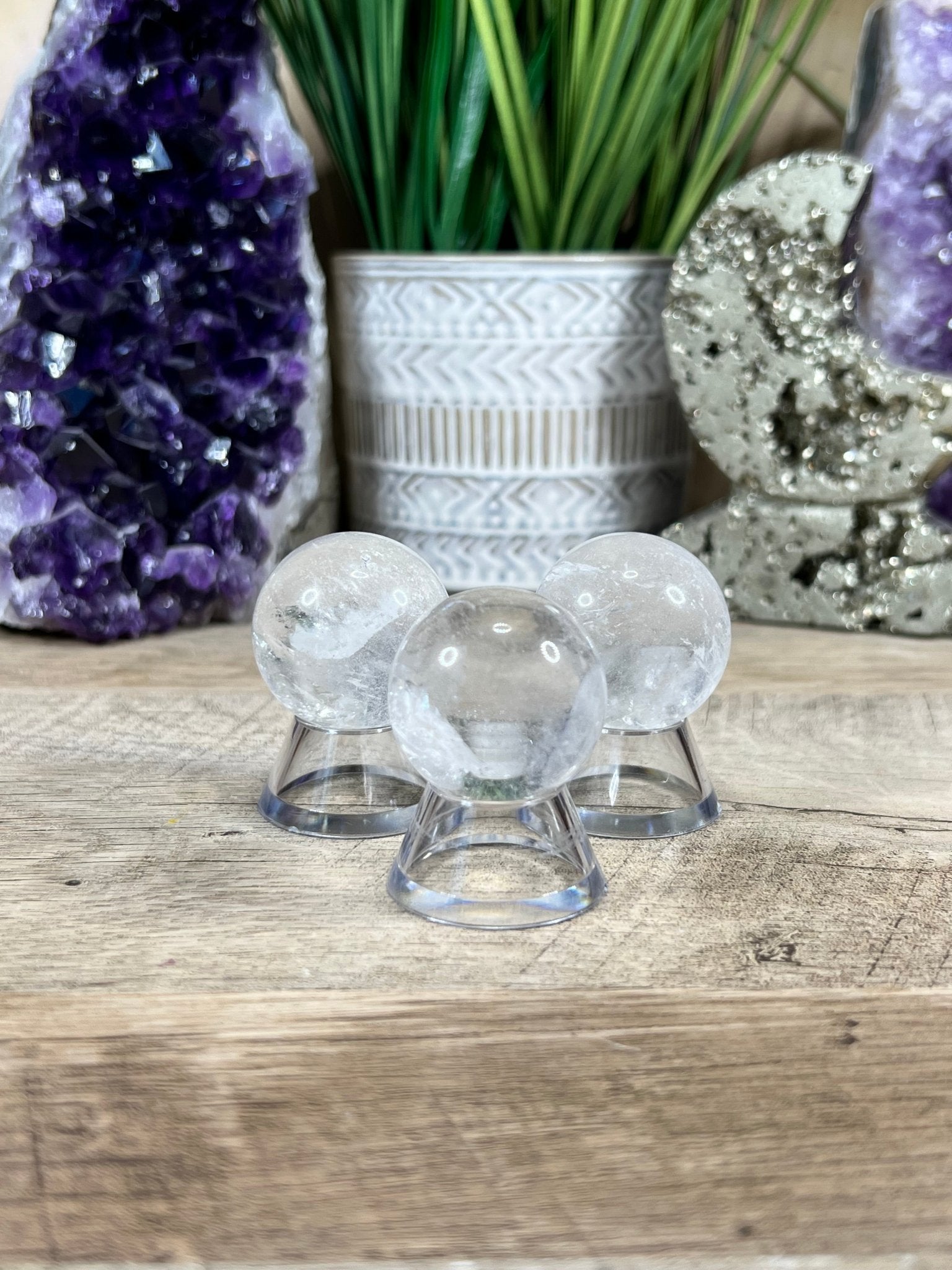 Clear Quartz Spheres - Purple Door Alchemy