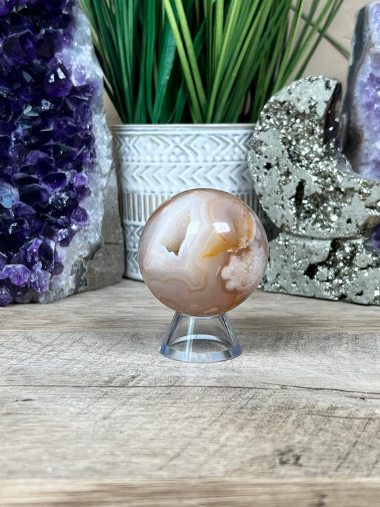 Flower Agate Sphere 50mm (2.0in) - Purple Door Alchemy