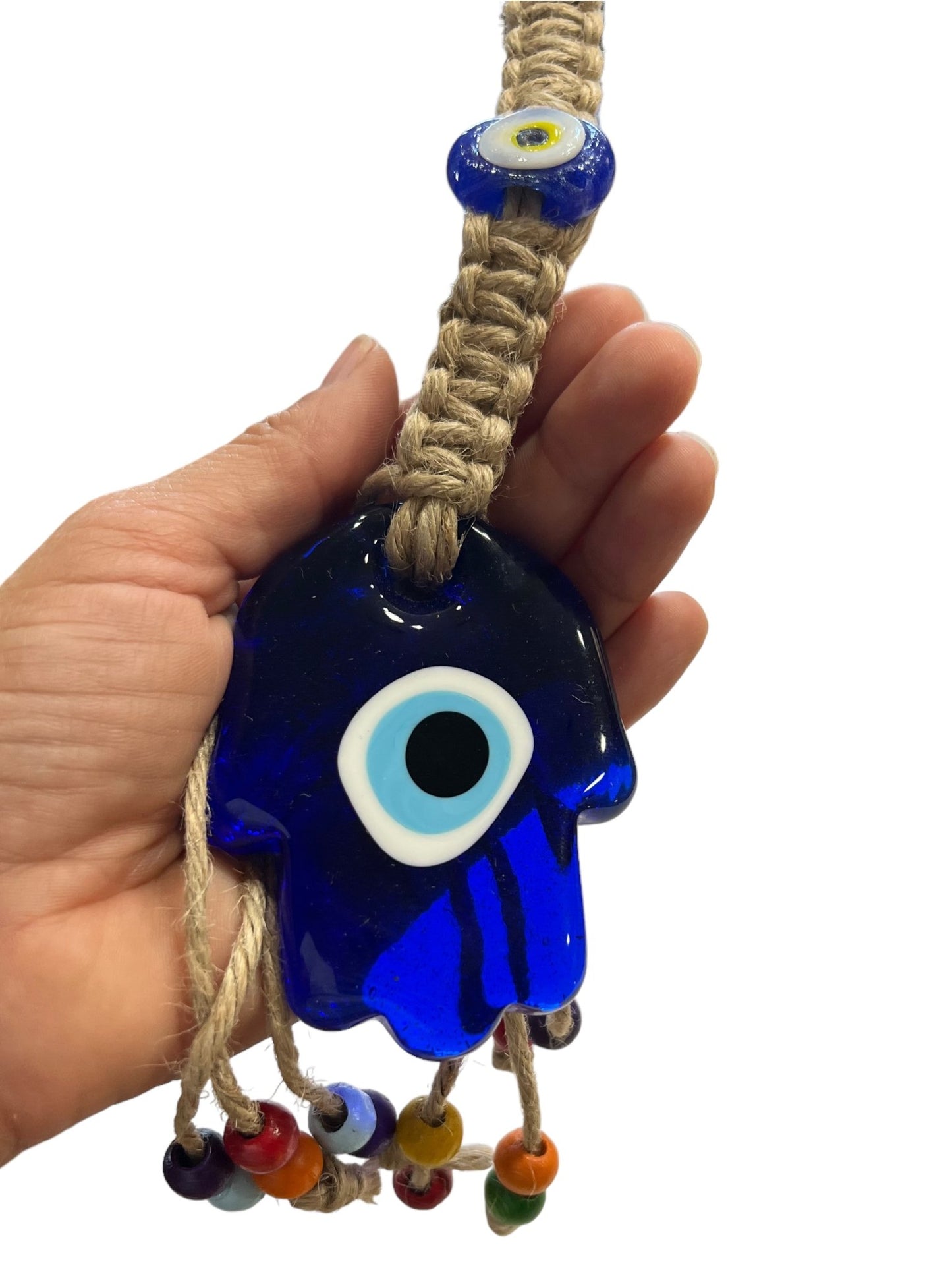 Glass Hamsa Hand Evil Eye Amulet - Purple Door Alchemy