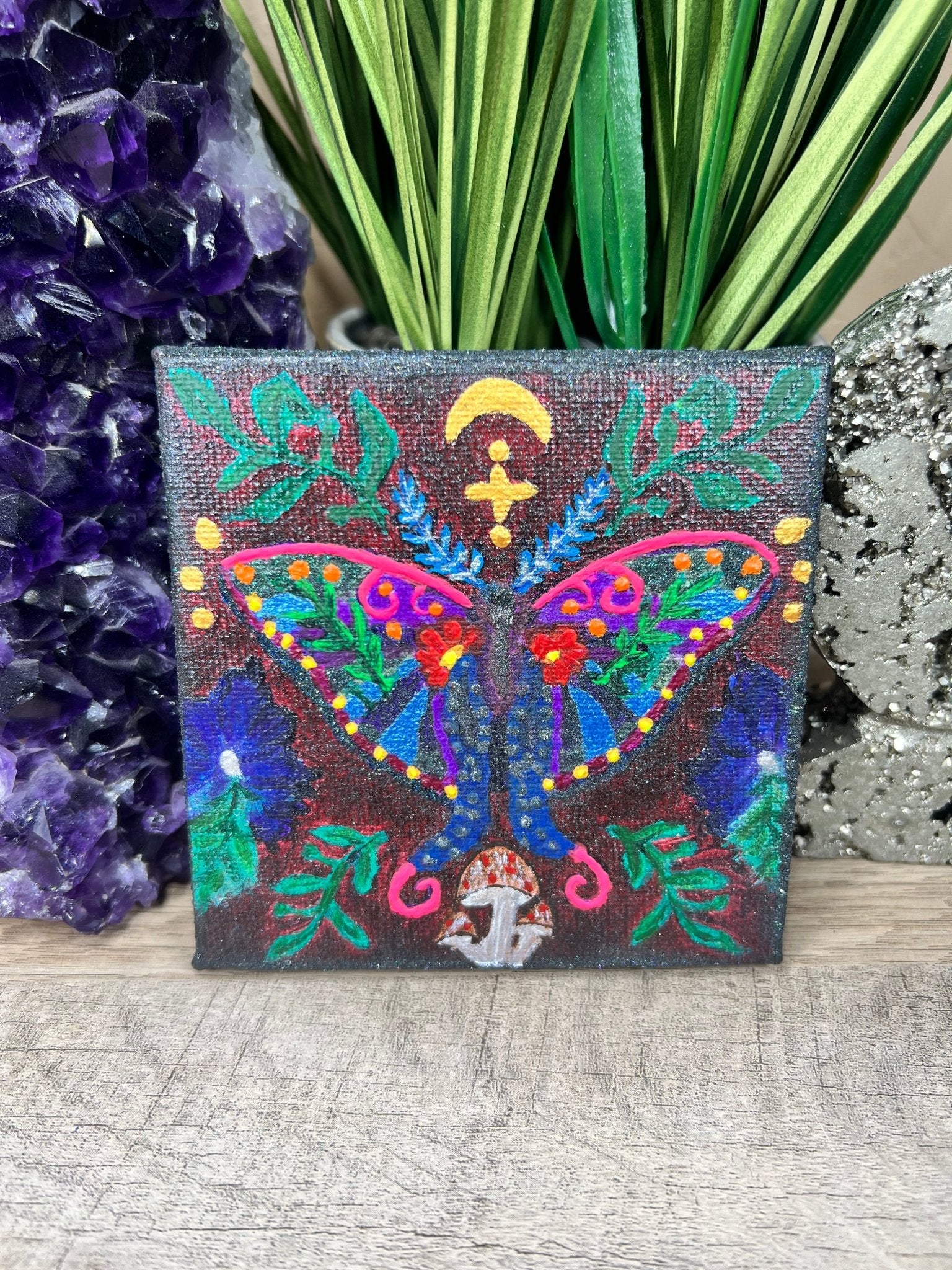 Iridescent Rainbow Hematite Butterfly Painting - Purple Door Alchemy