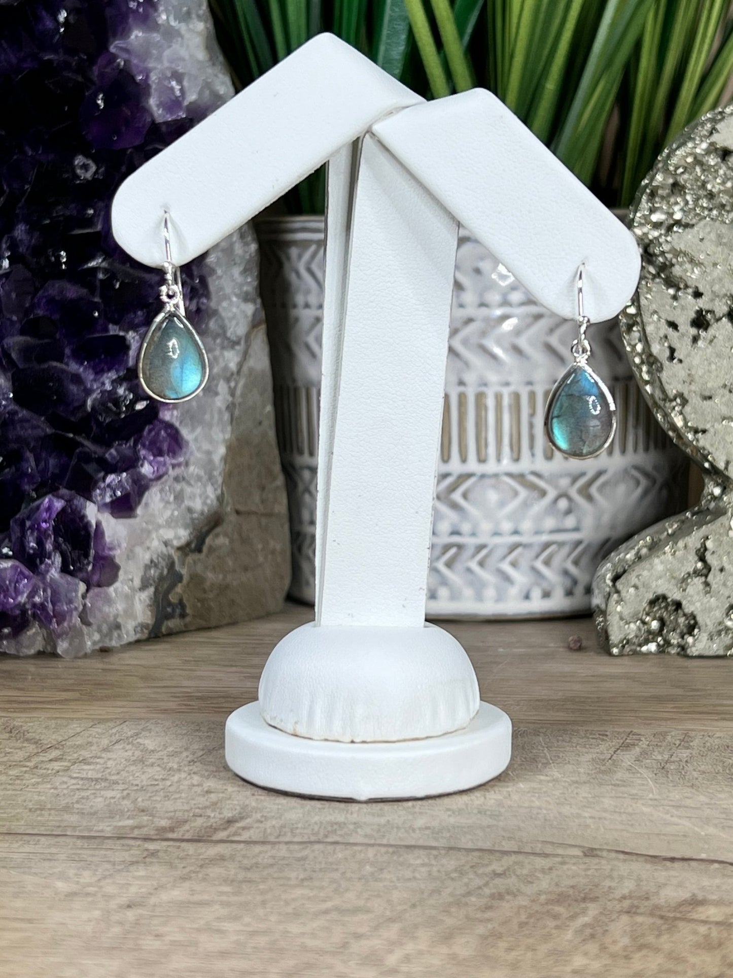 Labradorite Dangle Teardrop Earrings - Purple Door Alchemy