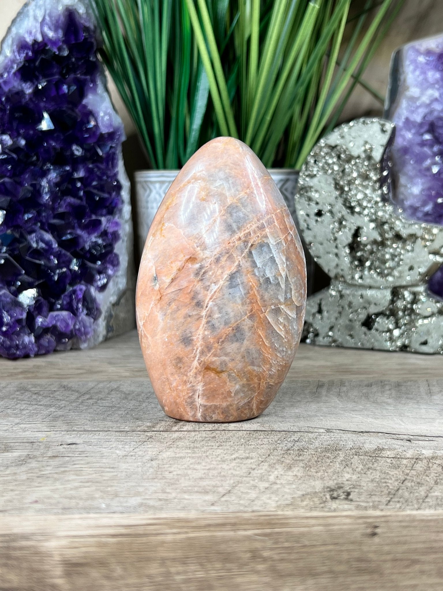 Peach Moonstone Freeform with Sunstone Inclusions - Purple Door Alchemy