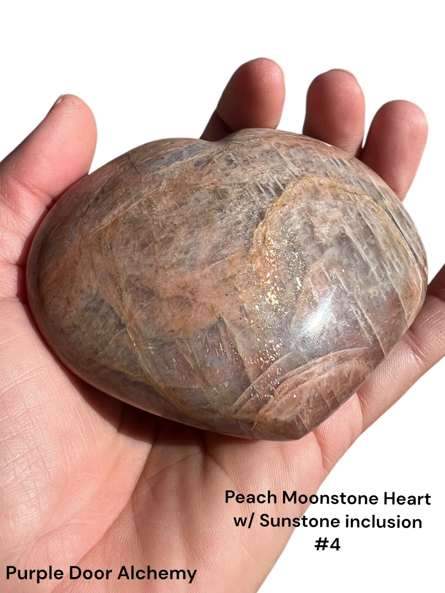 Peach Moonstone Hearts - Purple Door Alchemy