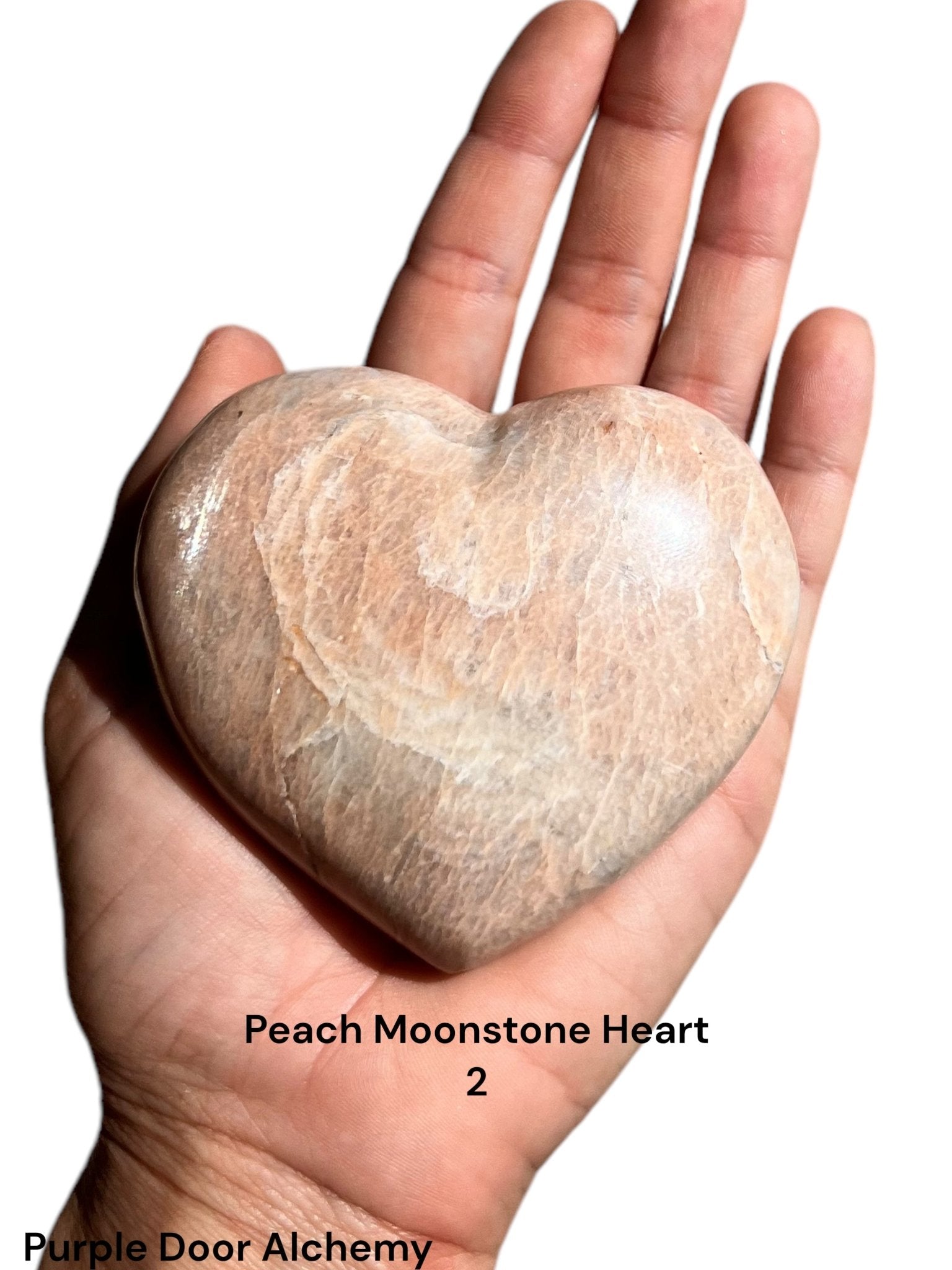 Peach Moonstone Hearts - Purple Door Alchemy