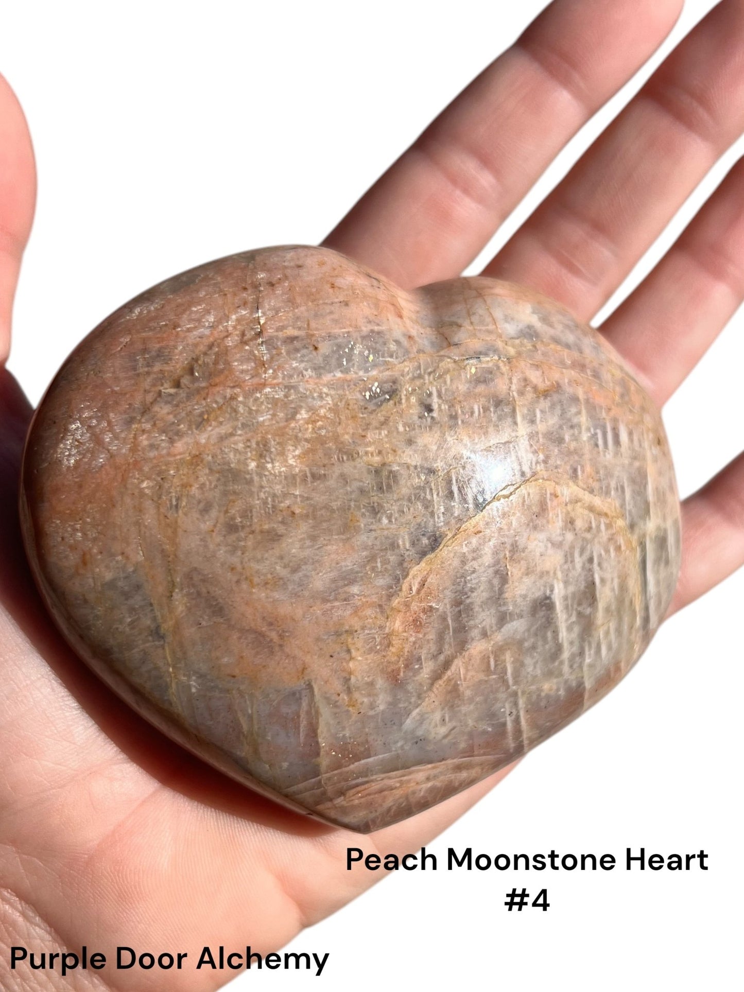 Peach Moonstone Hearts - Purple Door Alchemy