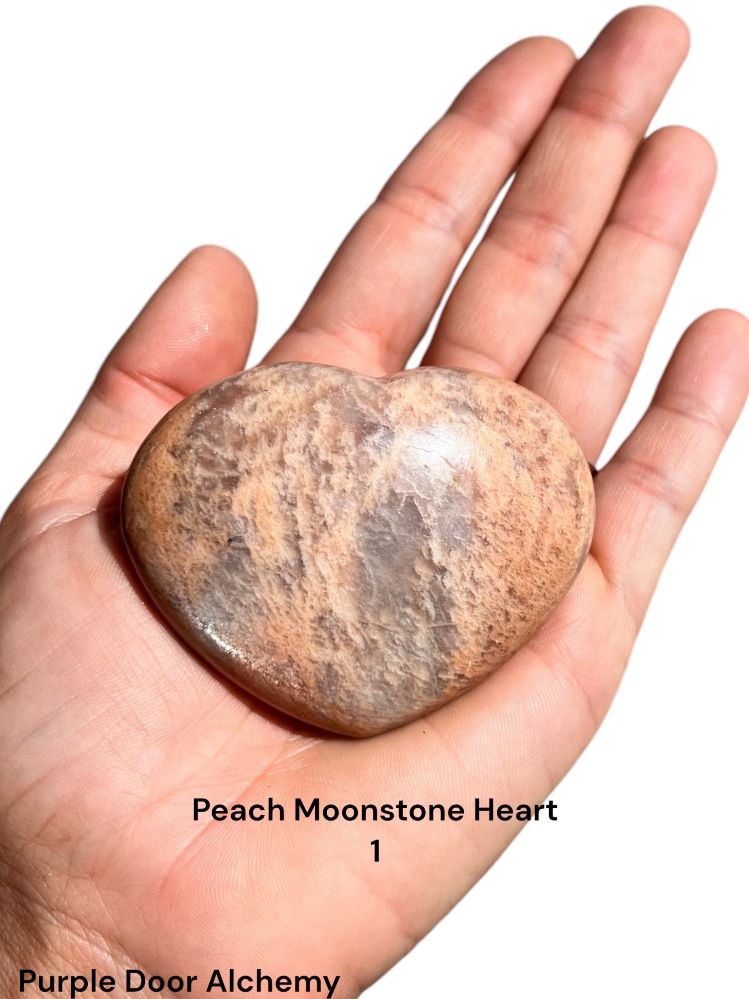 Peach Moonstone Hearts - Purple Door Alchemy