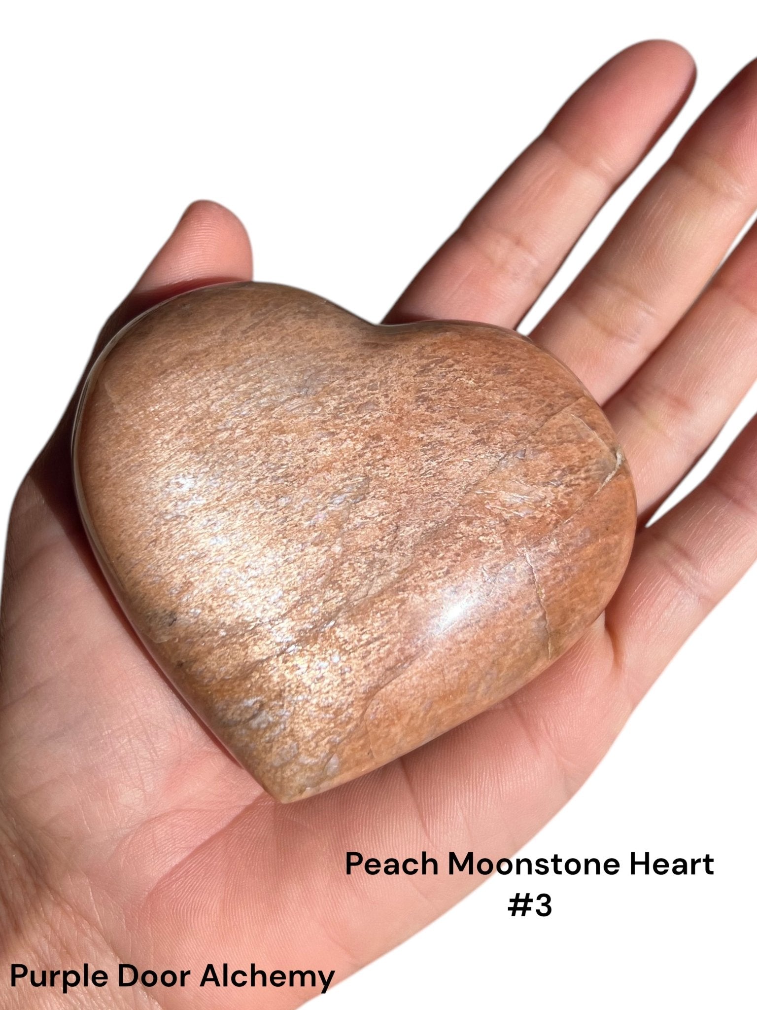 Peach Moonstone Hearts - Purple Door Alchemy