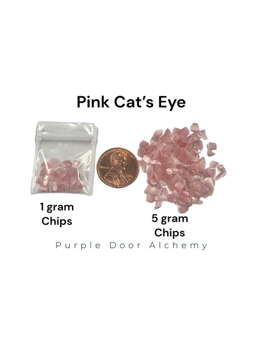 Pink Cat's Eye Chips - Premium - Purple Door Alchemy