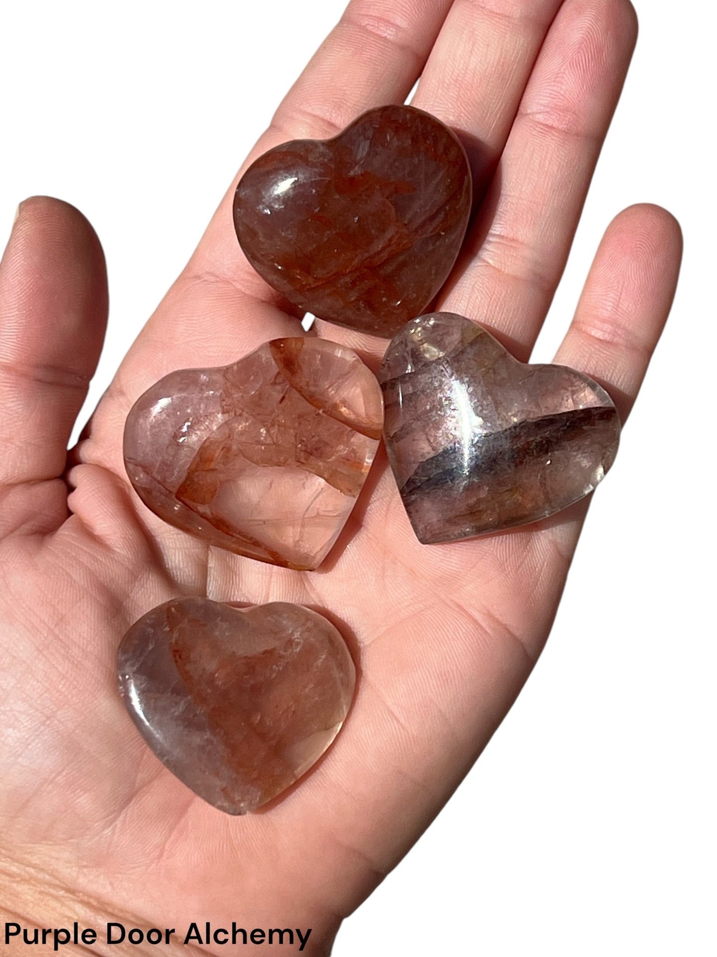 Red Hematoid Quartz Hearts - Purple Door Alchemy