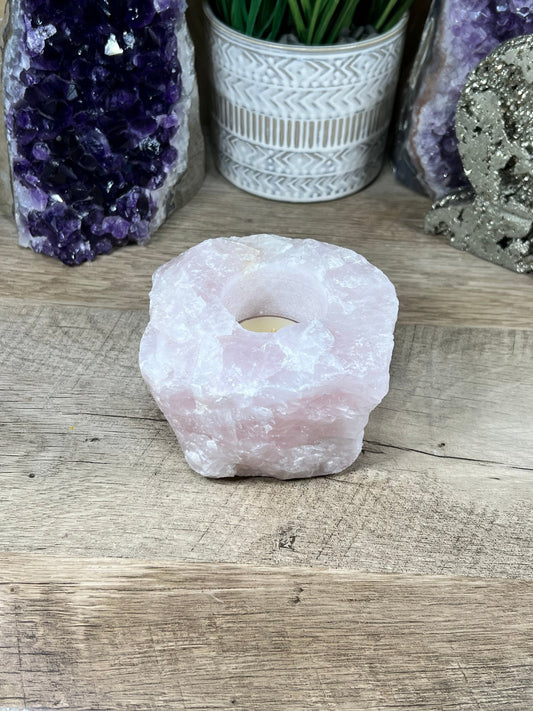 Rose Quartz Candle Holder - Purple Door Alchemy