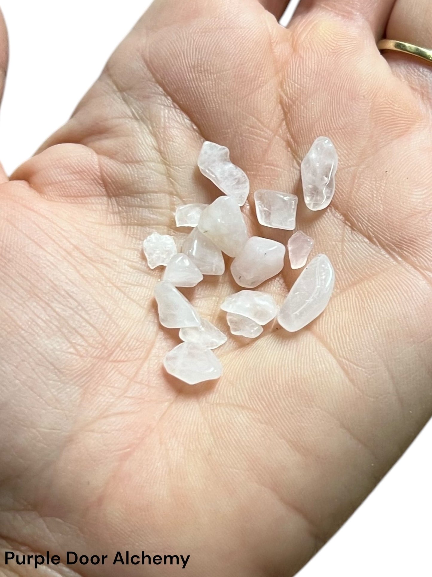 Rose Quartz Chips (1 ounce, 1/2 lb, 1 lb) - Purple Door Alchemy