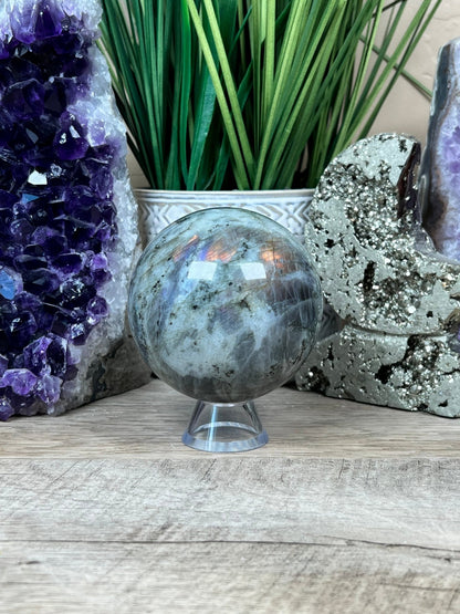 Sunset Labradorite Sphere 71mm (2.7 inch) - Purple Door Alchemy