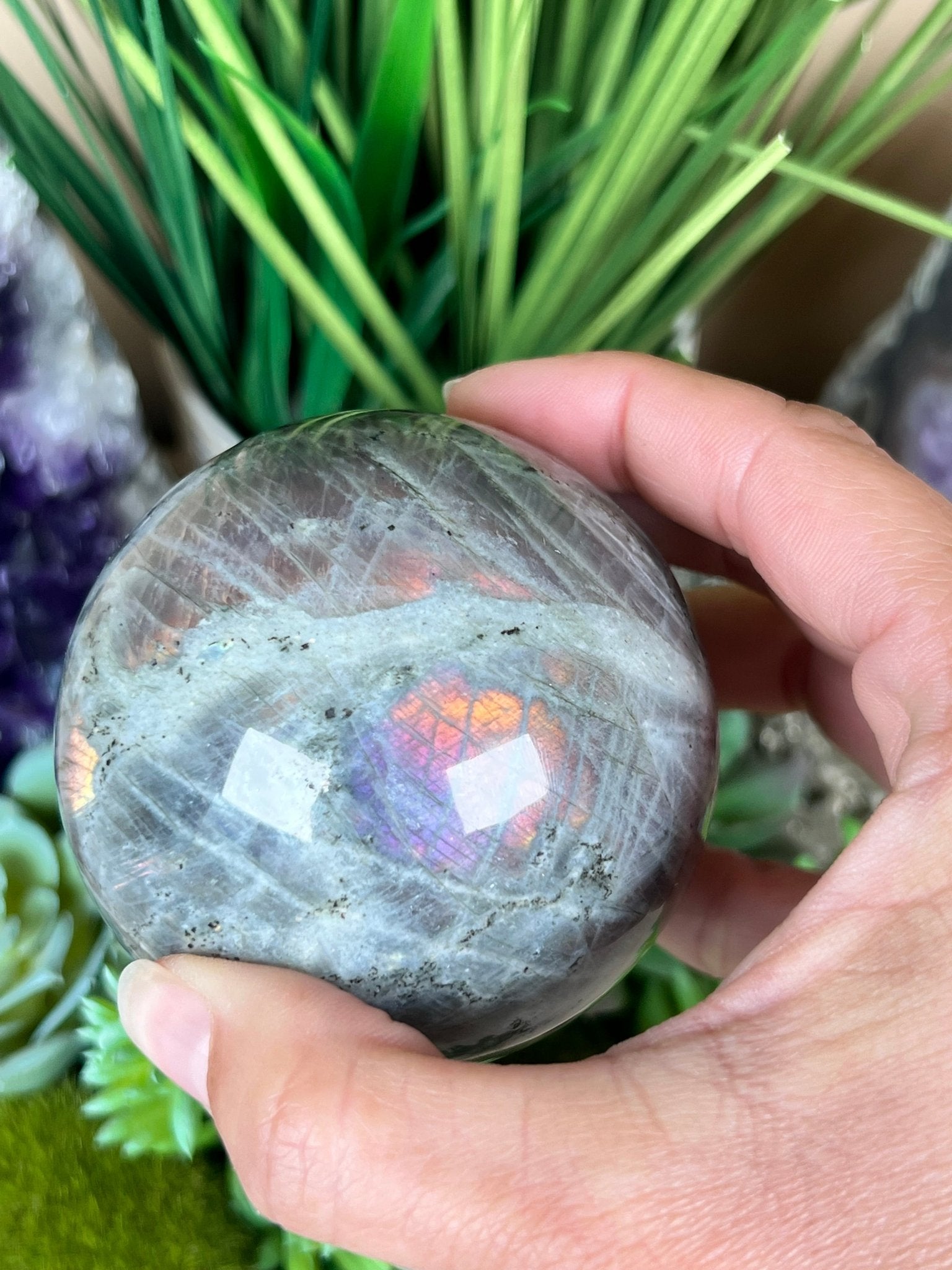 Sunset Labradorite Sphere 71mm (2.7 inch) - Purple Door Alchemy