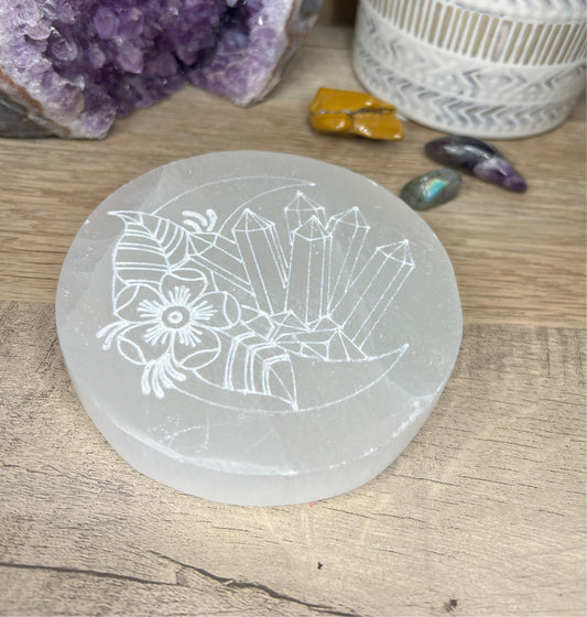 Round Selenite Plate - Purple Door Alchemy