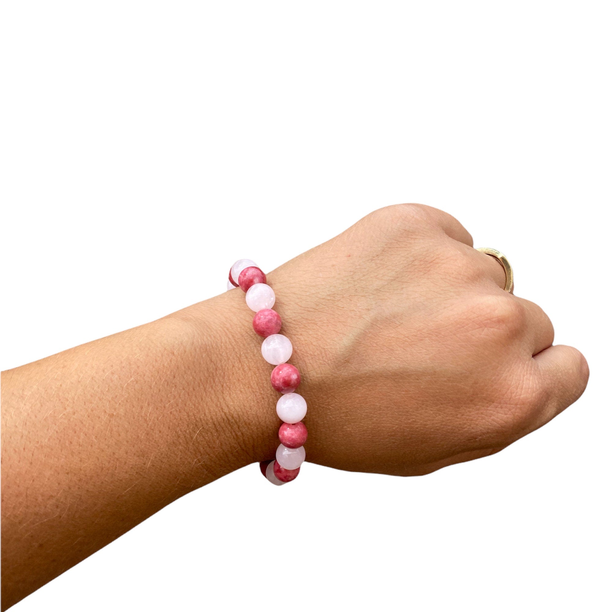 Reiki Charged online Unconditional Love Bracelet - Rose Quartz - Howlite